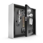 Armored safes with guns and bullets.